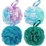 Ponge de douche 4 pi�ces mesh loofah sponges boule de douche pour exfoliation corporelle ou massage - ...