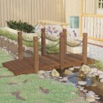 Pont de jardin avec garde - corps en chane bois massif pica cfw38731