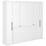 Pont de lit - 6 portes - avec armoires et rangements - l206 cm - blanc - antero