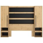 Pont de lit avec rangements et leds - l269 cm - coloris : naturel et noir - varly