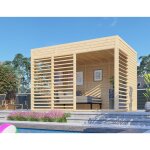 Pool house xl bertilo avec plancher 337 x 234cm naturel