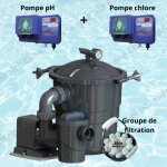 Poolex - pack groupe de filtration filter max + pompe chlore + pompe ph volume max du bassin 40 m