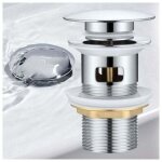 Pop up automatique avec trop plein bonde de vidage push open pour lavabo en cuivre chrom� pop - up �vier ...