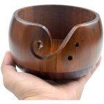 Portable fil � bol en bois fait � la main de forme ronde pour pelote de laine garder aiguilles � tricot, ...