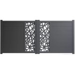 Portail aluminium battant imola gris 7016 - h 160 x l 400 cm - d�coupe laser  prisme  - vendu sans poteaux ...
