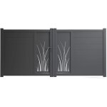 Portail aluminium 2 vantaux monza gris 7016 haut 160 x larg 350 cm - plein avec d�cor d�coupe laser  jonc  ...