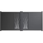 Portail aluminium battant monza gris 7016 - h 180 x l 400 cm - d�coupe laser  jonc  - vendu sans poteaux ...