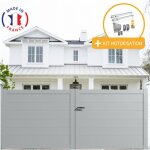 Portail aluminium battant plein en kit + motorisation dimensions l. 3000 (entre piliers) x h. 1500 mm ... Portail aluminium battant plein en kit + motorisation dimensions l. 3000 (entre piliers) x h. 1500 mm ...