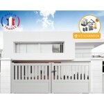 Packit - portail aluminium battant semi - ajour en kit + motorisation dimension l. 3000 (entre piliers) ...