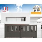 Portail aluminium battant semi - ajouré en kit + motorisation dimensions l. 3500 (entre piliers) x h. ... Portail aluminium battant semi - ajouré en kit + motorisation dimensions l. 3500 (entre piliers) x h. ...