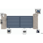 Portail aluminium coulissant ajour� c06 gris 7016 - largeur entre piliers 3530mm - hauteur 1600mm