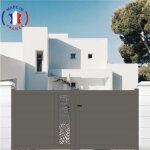 Packit - portail aluminium coulissant dcoupe laser en kit dimensions l. 4000 (entre piliers) x h. 1500 ...