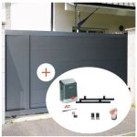 Portail aluminium coulissant oslo ral 7016 l3, 5mxh1, 70m motoris livr avec son kit motorisation ksl ...