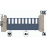 Portail aluminium coulissant semi - ajour� c01 gris 7016 - largeur entre piliers 3530mm - hauteur 1600mm ...
