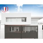 Packit - portail aluminium coulissant semi - ajour en kit dimensions l. 3000 (entre piliers) x h. 1300 ...
