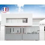 Packit - portail aluminium coulissant semi - ajour en kit dimensions l. 3500 (entre piliers) x h. 1300 ...