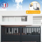 Packit - portail aluminium coulissant semi - ajour en kit + motorisation dimension l. 4000 (entre piliers) ...
