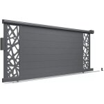 Portail aluminium coulissant imola - h 160 x l 400 cm - d�coupe laser prisme - gris 7016
