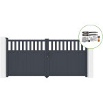 Portail battant 3, 4m santis h. 160cm alu + motorisation tanker b700