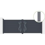 Casanoov - portail battant 3, 5m life h. 120cm alu + 2 poteaux eifel 15x15cm h. 166cm gris