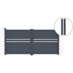 Portail battant 3m cimone h. 140cm alu + 2 poteaux eifel 15x15cm h. 166cm gris