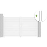 Portail battant 3m eiger h. 180cm + 2 poteaux h. 190cm aluminium blanc