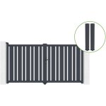 Portail battant 3m veymont h. 160cm alu gris + 2 poteaux 20x20cm h. 190cm