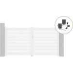 Portail battant 3m vogel h. 160cm alu blanc + motorisation bunker b500