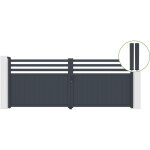 Portail battant 4m nevis h. 160cm alu gris + 2 poteaux 20x20cm h. 190cm
