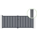 Portail battant 4m veymont h. 160cm alu gris + 2 poteaux 20x20cm h. 190cm