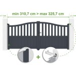 Portail battant ajustable en largeur meije 3m h. 140cm aluminium gris anthracite