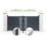 Portail battant ajustable en largeur sunny 3m h. 140cm aluminium gris anthracite