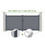 Portail battant ajustable en largeur vogel 3m h. 140cm aluminium gris anthracite