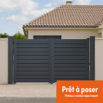 Portail battant aluminium persienne - largeur 3m - hauteur 1m60 ? gris anthracite - pr�t � poser