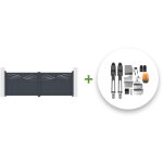 Casanoov - portail battant lectrique halti 400x140cm gris + motorisation tanker b700