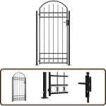 Vidaxl - portail de clture  dessus arqu et 2 poteaux 105x204 cm noir - portail de jardin - portillon ...
