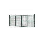 Portillon de jardin double porte 315 x 150 cm en acier vert avec serrure et poign�e