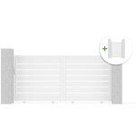 Portail coulissant 3m vogel h. 140cm + portillon 1m vogel h. 140cm aluminium blanc
