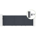 Portail coulissant 5m alu eiger h160cm + 2 poteaux + moteur ranger c300