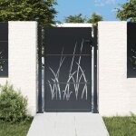 Portail de jardin?portail de clôture?portillons de jardin anthracite 105x130cm acier conception d'herbe ... Portail de jardin?portail de clôture?portillons de jardin anthracite 105x130cm acier conception d'herbe ...