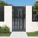 Portail de jardin, portail de clôture, portillons de jardin anthracite 105x180 cm acier design de bambou ... Portail de jardin, portail de clôture, portillons de jardin anthracite 105x180 cm acier design de bambou ...