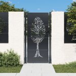 Portail de jardin?portail de clôture?portillons de jardin anthracite 105x180cm acier conception d'arbre ... Portail de jardin?portail de clôture?portillons de jardin anthracite 105x180cm acier conception d'arbre ...