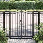 Portail de jardin noir 121x8x120 cm fer forg
