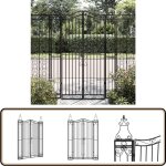 Portail de jardin noir 121x8x180 cm fer forg - portail de jardin - portail en fer forg - porte de jardin ...