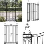 Portail de jardin noir 121x8x180 cm fer forg - portail de jardin - portail en fer forg - porte de jardin ...