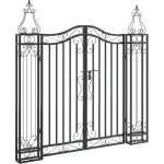 Portail de jardin?portillon?porte de jardin noir 121x8x120 cm fer forg� cfw86602