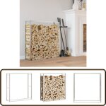 Portant de bois de chauffage 110x28x116 cm acier inoxydable - support  bois - porte - bches - rangement ...