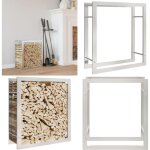 Portant de bois de chauffage 80x28x86 cm acier inoxydable - support  bois - porte - bches - rangement ...