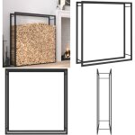 Portant de bois de chauffage noir mat 110x28x116 cm acier - support bois de chauffage - porte - buches ...
