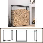 Portant de bois de chauffage noir mat 110x28x116 cm acier - support bois de chauffage - porte - buches ...